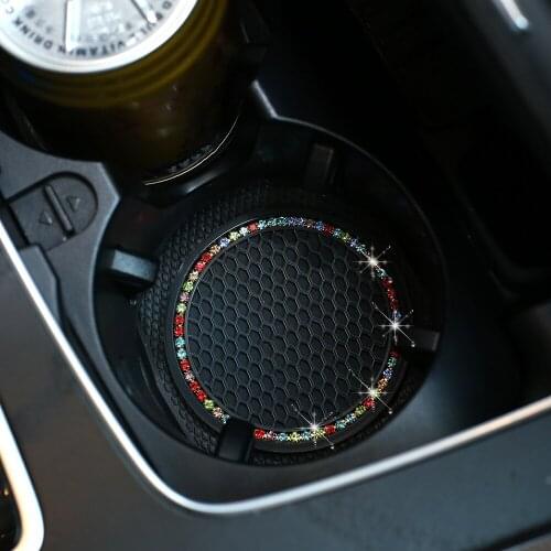 Rhinestone Car Anti-slip Mat Pad Water Cup Bottle Holder Silica Gel Non-slip Car Mat for Mini Cooper for Alfa Romeo Car Interior