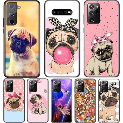Animal Cute Pug Dog For Samsung Galaxy S21 S20 FE Ultra S10 S10E Lite 5G S9 S8 S7 S6 Edge Plus Phone Case