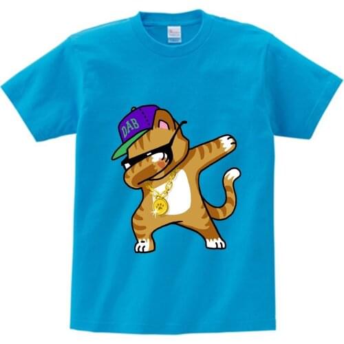 Children Summer T Shirt Dabbing Cat Santa Claus Funny Cartoon Short Sleeve Clothes For Boys Girls Kids Dab Dance Tee 2-15 Years