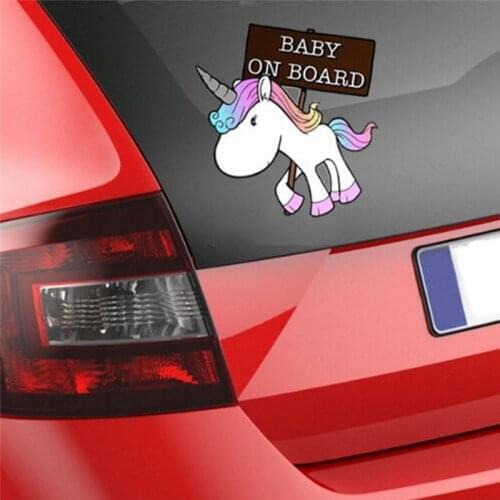 BABY ON BOARD Lovely Vinyl Waterproof Unicorn Car Sticker Styling Cartoon Decals Car Styling