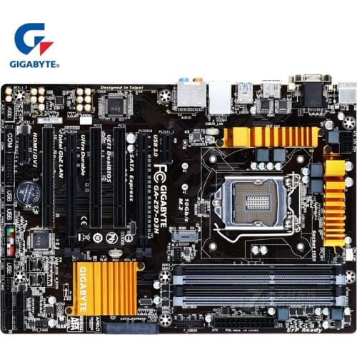 Gigabyte GA-Z97-D3H 100% Original Motherboard USB 3.0 Z97-D3H Desktop Mainboard SATA 3 Mother board LGA 1150 DDR3 Z97 Used