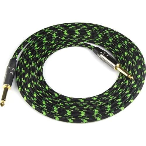 FLEOR 3m 10Feet Guitar Cable Nylon Braided Musical Instrument Cable 1/4'' 6.35mm Straight to Straight Plug for Electric Guitar