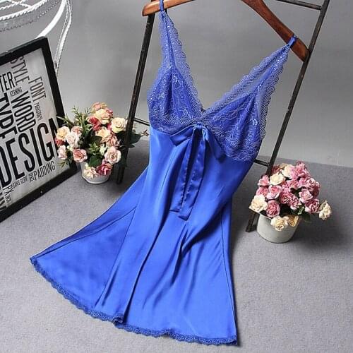 Hot Erotic Sleepshirts Lace Night Dress Women Sleepwear Fashion Lingerie Deep V Night Gown Women Clothing For Sex Homewear Suit