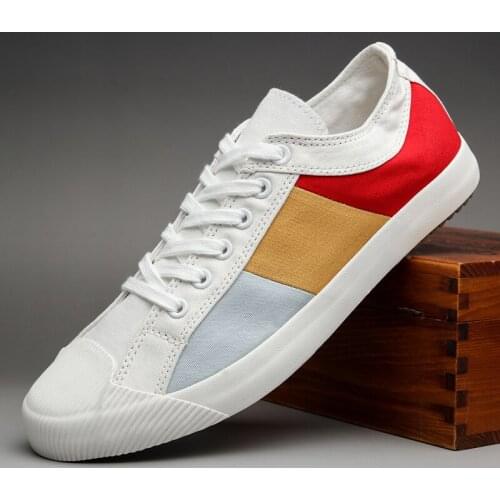 Classic Mixed Colors Men Vulcanize Sneakers Shoes Autumn Trend Fashion Casual Lace-Up Sewing Flat Wear-resisting Canvas Shoe