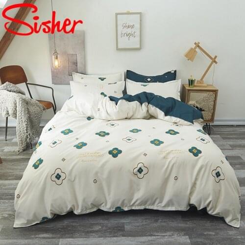 Floral Printed Bedding Set Cartoon Cute King size Duvet Cover Sets Single Double Queen Bed Linen Sheet Modern Brief Bedclothes