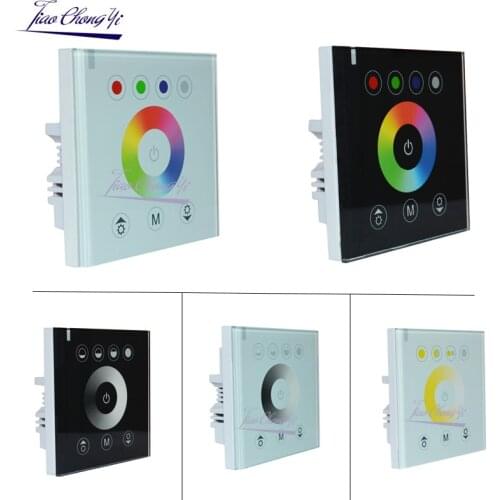 Touch Panel RGBW Controller / Single Color Dimmer / Color Temperature Adjuster 12-24V 4CH Wall Mounted for Home Hotel Led Switch