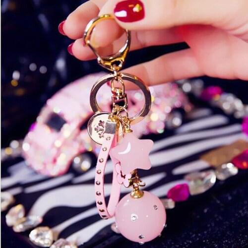 Korean Cartoon Cute Candy Color five-pointed Star Keychain Jelly Color Acrylic Beads Key Ring Bag Pendant Women