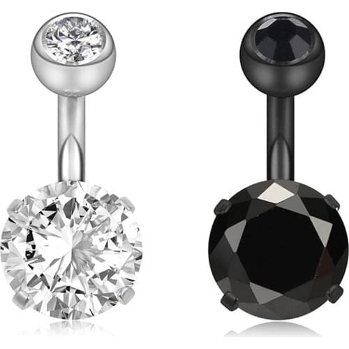 14G Short Belly Button Rings 6mm 1/4in Surgical Stainless Steel CZ Navel Belly Rings Earrings