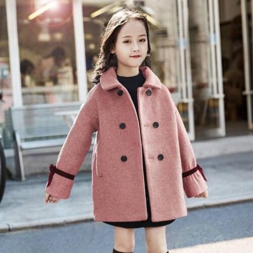 Turn-down Collar Girls Jackets Kids Coat Children Spring Autumn Outerwear & Coats Casual Baby Girls Clothes Autumn Woolen Coats