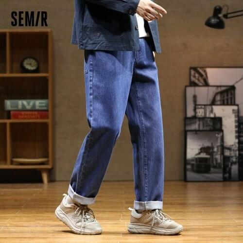 SEMIR Jeans Men 2021 Autumn New Trend High Street Cotton Pants Washed Blue MenS Straight Trousers