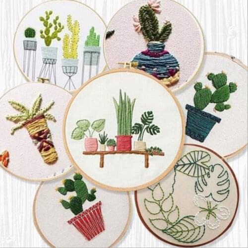 15x15cm Flower Shop Plant Series European embroidery kit simple three-dimensional embroidery Ribbon kit embroidery needlework