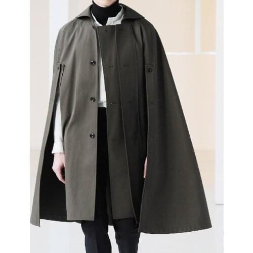 S-6XL!!The new young autumn and winter mens coat the long coat of the woolen cloak tench