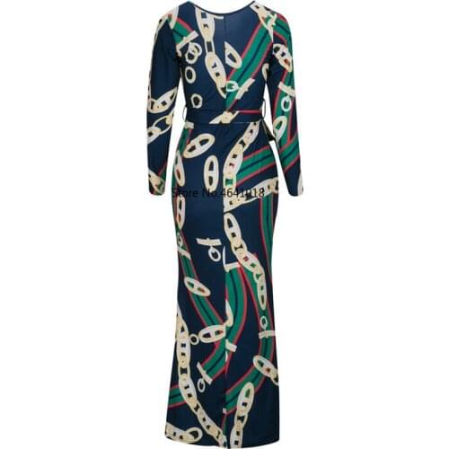 New African Dashiki Fashion long-sleeved dresses popular digital print elastic trend dress Size S M L XL XXL 3XL