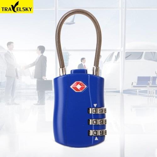 New 2pcs/set TSA Customs luggage lock metal suitcase bag lock with three layer password anti-theft lock steel wire rope locks