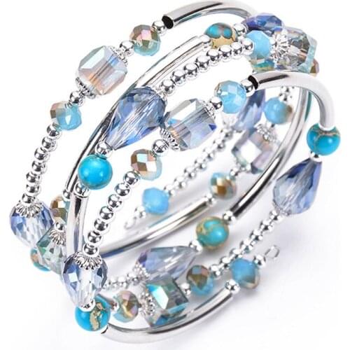 New Style Crystal Bracelet Natural Stone Multi-layer Fashion Women Bangles for Women