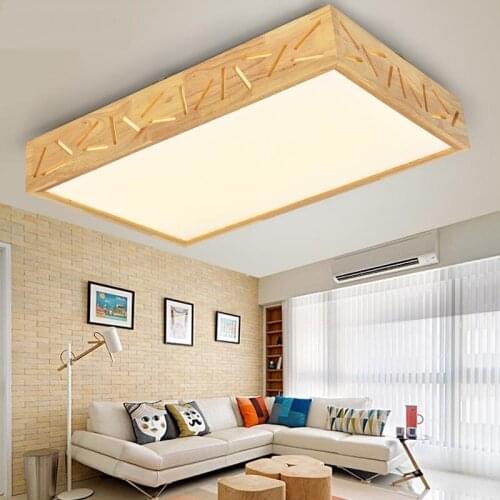 Solid Wooden art living room led ceiling lamp hall simple modern long square Japanese style room lamp bedroom lamp ZH MZ40