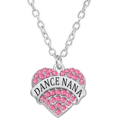 Drop Ship Trendy Alloy Metal Diamond Crystal Message Heart Dance Nana Necklace