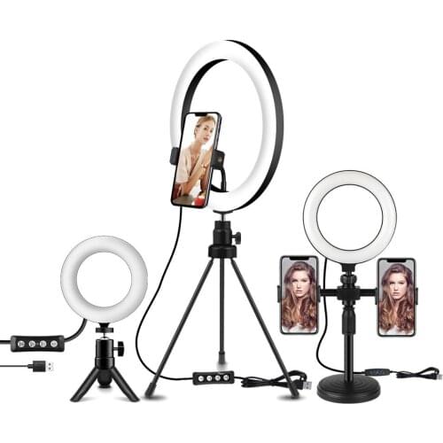 Adjustable LED Ring Light with Table Tripod For Youtube Video Live Photo Studio Led Selfie Ring lamp & phone Clip