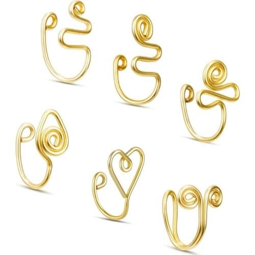 Fake Nose Rings Clip On Faux Piercing Jewelry Faux Lip Ear Nose Rings Clip Inlaid Non Piercing Clip On Nose Hoop Ring