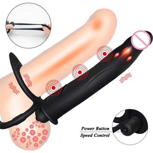 Silicone Dual Cock Ring Vibrator Delay Ejaculation Sex Toys For Men Couple Adult Lock Sperm Male Ring Penis Enlargement Erection