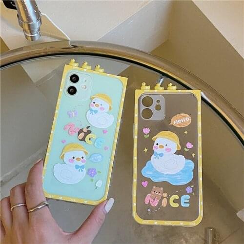 PINZHENG Little Yellow Duck Cartoon Phone Case For iPhone 7Plus 8Plus Silicone Protective Cover For X XS XR 11 12 Pro Max Case