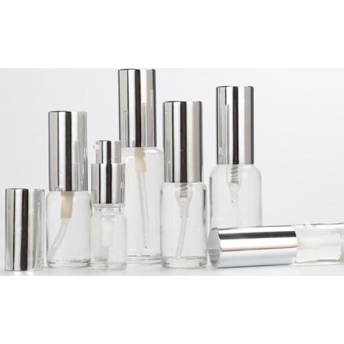 Spray Bottle Clear Glass Small Empty Glass Atomizer Perfume Pump Bottle Liquid Essential Oil Cosmetic Pump Lotion Container