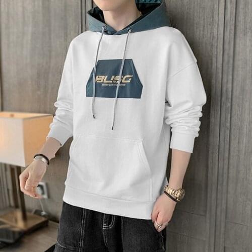 Men Sweatshirts spring autumn new loose trend hoodie casual color matching clothes Long Sleeve hooded Pullover Oversized cotton