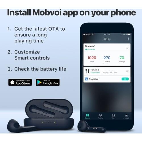 TicPods 2 Pro True Wireless Bluetooth Earbuds In-Ear Detection Superior Sound Quality Touch/Voice/Gesture Control 4PX Waterproof