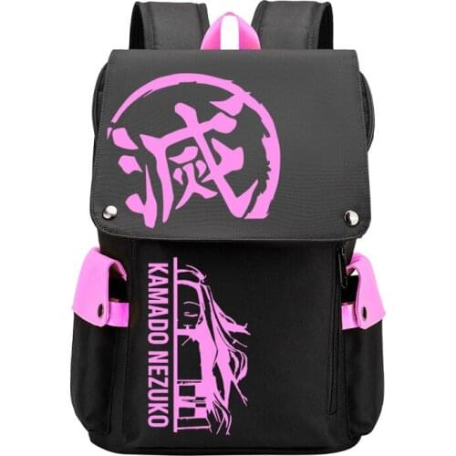 Demon Slayer Large Capacity School Bags Kimetsu no Yaiba Anime Bookbag Women Travel Backpack Boys Flap Bags USB Laptop Bagpack