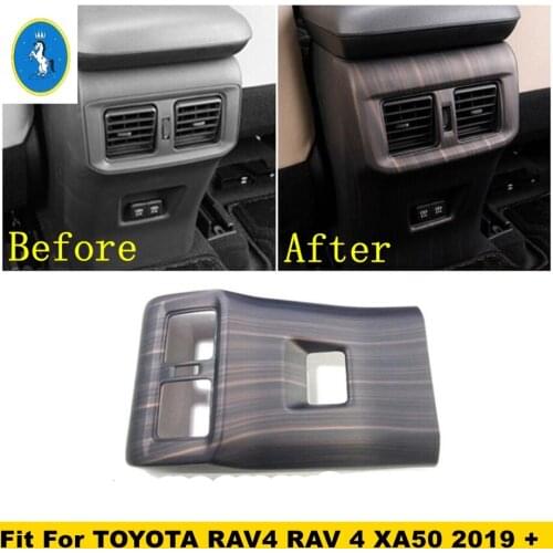 Interior Refit Rear Armrest Box Anti Kick Air AC Vent Outlet Protect Panel Cover Trim For TOYOTA RAV4 RAV 4 XA50 2019 2020 2021