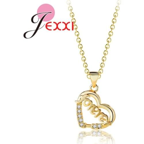 Heart Shape Jewelry Pendant Necklace For Women Girl Gold Color Romantic Birthday Anniversary Wedding Gift Wholesale Bijoux