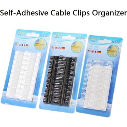 20 Pcs Self-Adhesive Cable Clips Organizer Drop Wire Holder Cord Management For Home Dailylife Storage Supplies Convenient Use