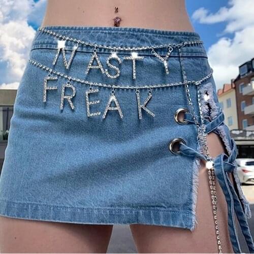 Female Waist Chain Letter Combination Belly Chains Woman Body Geometry Shining Rhinestone Sexy Trend Women Jewelry Accessoreis