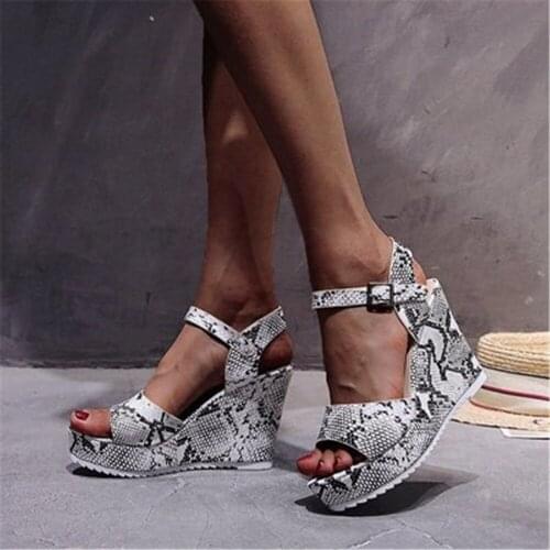 2021 New Ladies Platform Gladiator Heel Height Sandals Hot Colorful Wedges Summer Women Party Shoes Female Snake Pumps Eu 35-41