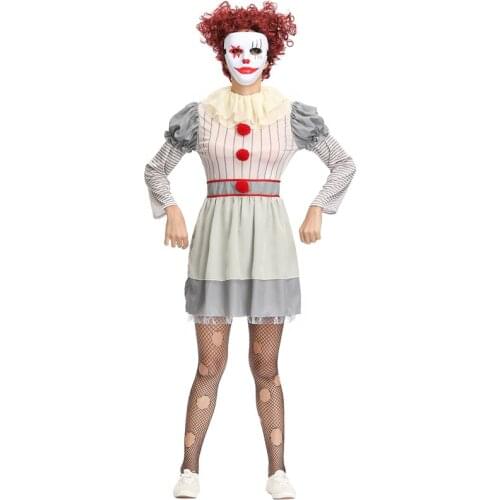 Stephen Kings It Cosplay Costume Adult Pennywise Costume women Sexy Clown Costume for halloween Outfit Suit