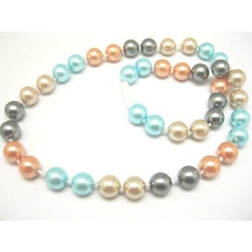 Free shipping hot sale simulated-peal shell 10mm round beads chains neckalce for women weddings party gift jewelry 17inch F306PE