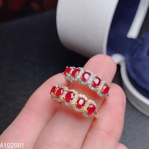 KJJEAXCMY fine jewelry natural Ruby 925 sterling silver new adjustable gemstone women ring support test popular lovely