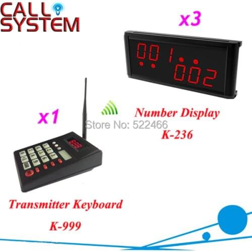 1 transmitter and 3 display Wireless Queue Management System for restaurant cafe