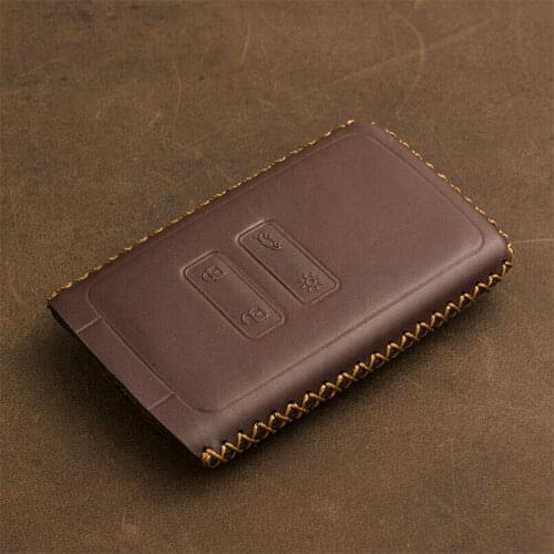 1Pcs Remote Retro Leather Key Case For Renault Megane Koleos Kadjar Captur Fob Cover