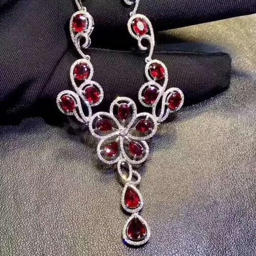 100% Natural And Real Ruby Pendant Natural Ruby necklace For Women S925 sterling silver Pendant
