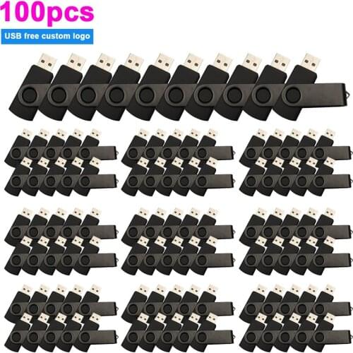 100pcs/lot Custom Logo Metal USB 2.0 Pendrive Flash Drive Pen Drive Memory Stick Real Capacity 64GB 32GB 8GB 16GB 4GB for Gift