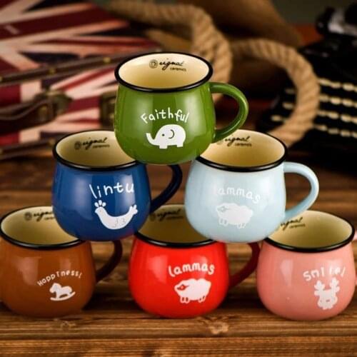 150/250/350ML Candy Color Ceramic Mug Grocery European Classic Style Cute Breakfast Cup Porcelain Tea Mugs with Lid Lovely Gifts