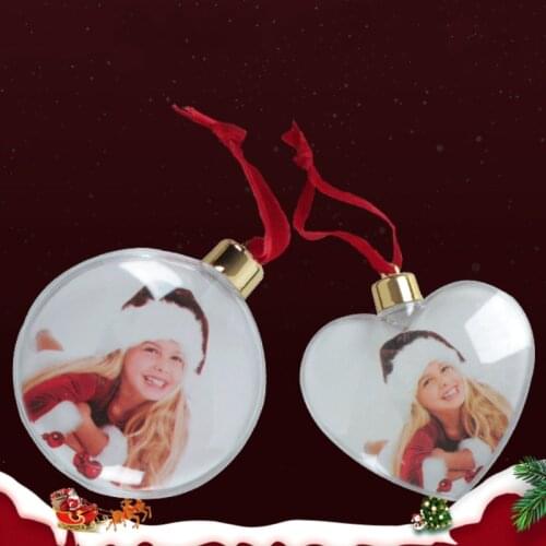 2PCS DIY Transparent Photo Five-star Ball Christmas Decoration Valentines Day Gift Supplies for Tree Hanging Decorations Party