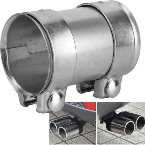 3in 76mm Exhaust Pipe Connector Double Clamp Joiner Stainless Steel Sleeve Universal Tube Repair Parts Auto Parts