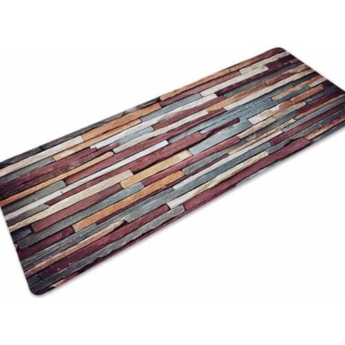 40*120cm stone Retro Wood Pattern Kitchen Mat Soft Flannel Antiskid Kitchen Floor Mat Rug Entrance Long Mats door mat entrance
