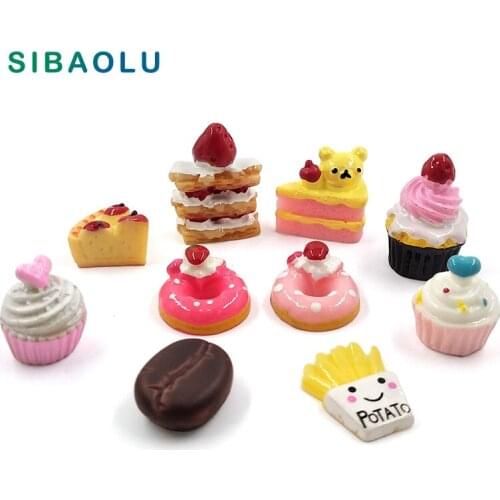 5pcs Simulation Dessert Cake Donut Miniature Figurine Cartoon Character Food garden Cake Decoration figures action model doll