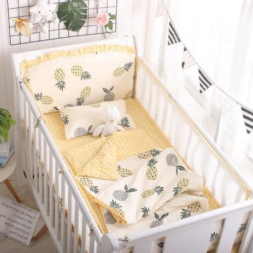 5pcs/set Breathable Summer Baby Bedding Bumper Collision Cotton Printing 4pcs Baby Crib Bumpers Bed Sheet Mesh Safety Rails ZT51