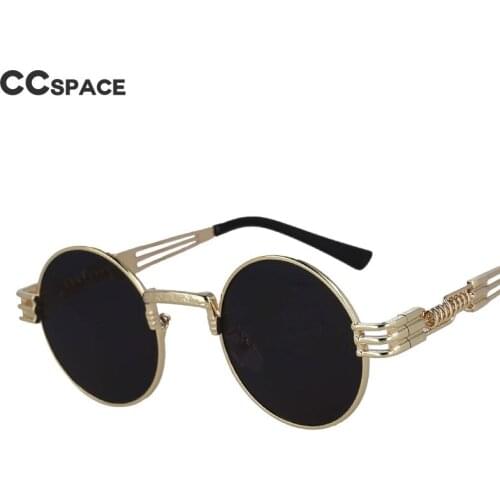 53100 Steampunk Metal Sunglasses Men Women Round Decorative Vintage Shades Uv400 Cool Black Mirror