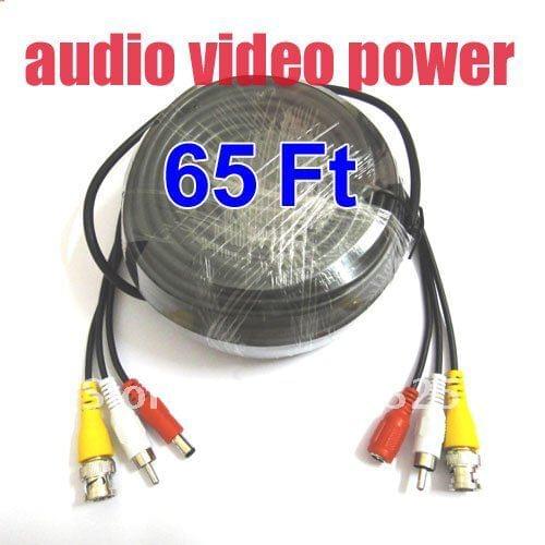65 Feet Video Audio Power Extension CCTV Cable For Security Camera a84