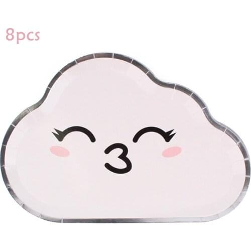 8Pc / Set Cloud Theme Dinner Plate Disposable Tableware Cloud Birthday Party Holiday Party Discount Decoration Party Supplies